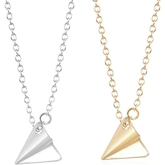 YOOESTORES82 2PCS Triangle Origami Plane Necklaces - Picture 1 of 4
